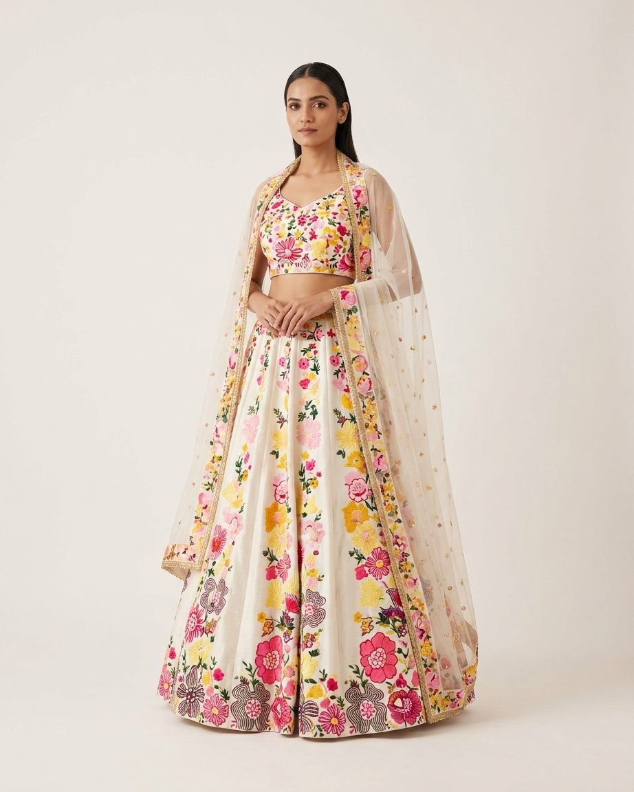 Blossom Garden Embroidered Lehenga Set