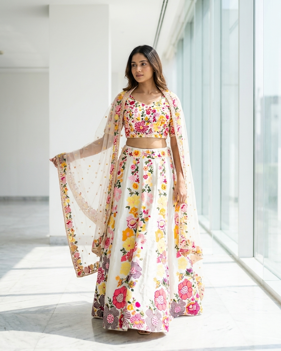 Blossom Garden Embroidered Lehenga Set