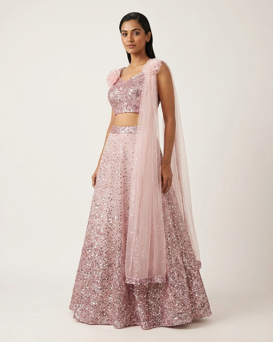 Blush Stardust Sequin Lehenga
