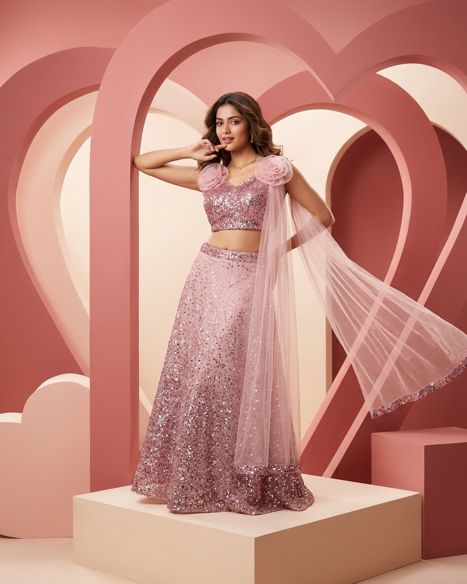 Blush Stardust Sequin Lehenga
