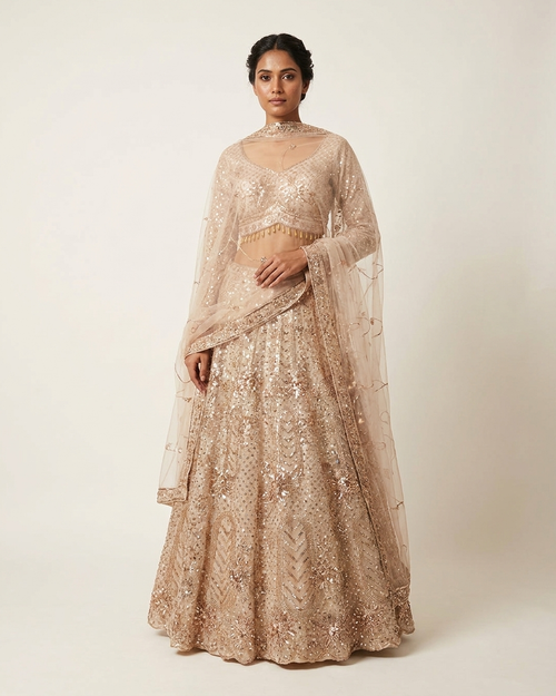 Champagne Éclat Lehenga