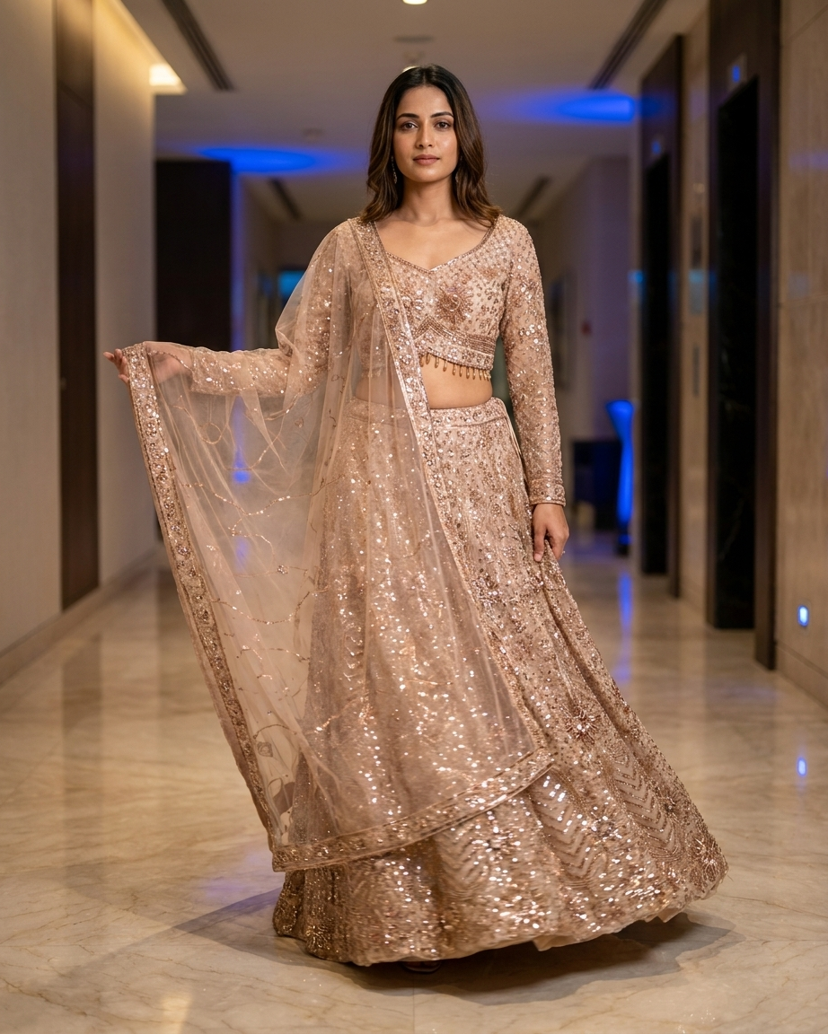 Champagne Éclat Lehenga