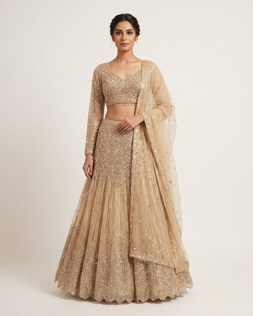 Champagne Stardust Mermaid Lehenga