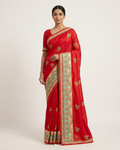 Crimson Lotus Border Saree