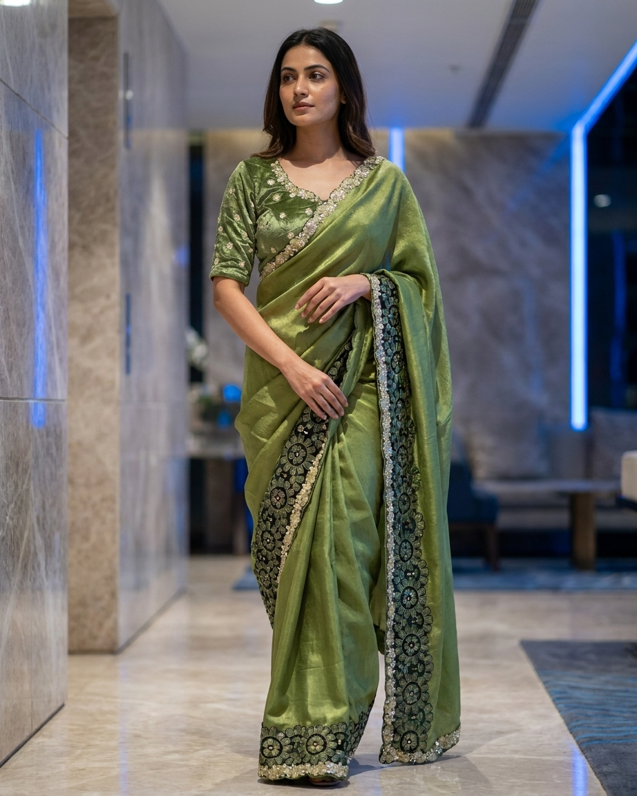 EMERALD ROYALE EMBROIDERED SAREE