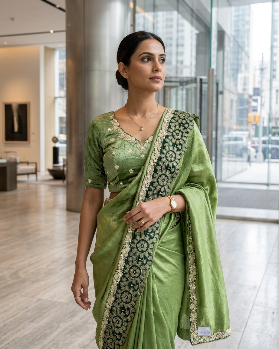 EMERALD ROYALE EMBROIDERED SAREE