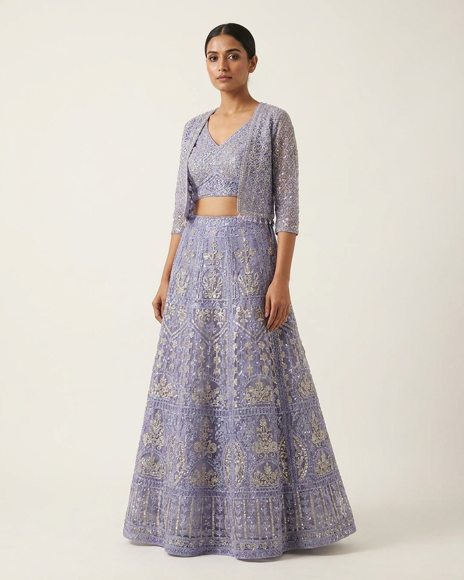 Lavender Regal Jacket Lehenga