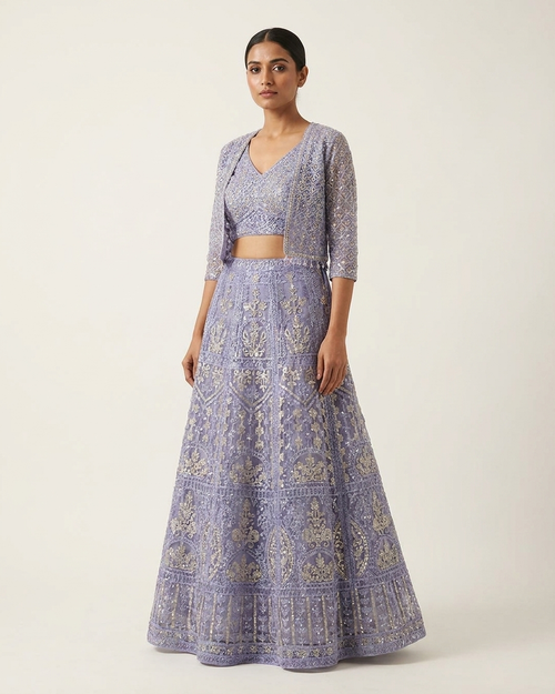 Lavender Regal Jacket Lehenga
