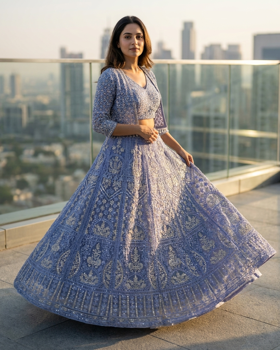 Lavender Regal Jacket Lehenga
