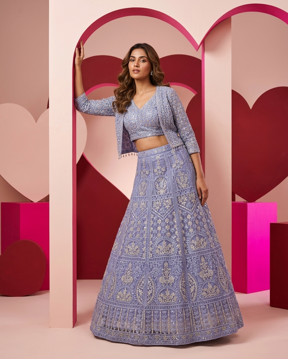Lavender Regal Jacket Lehenga