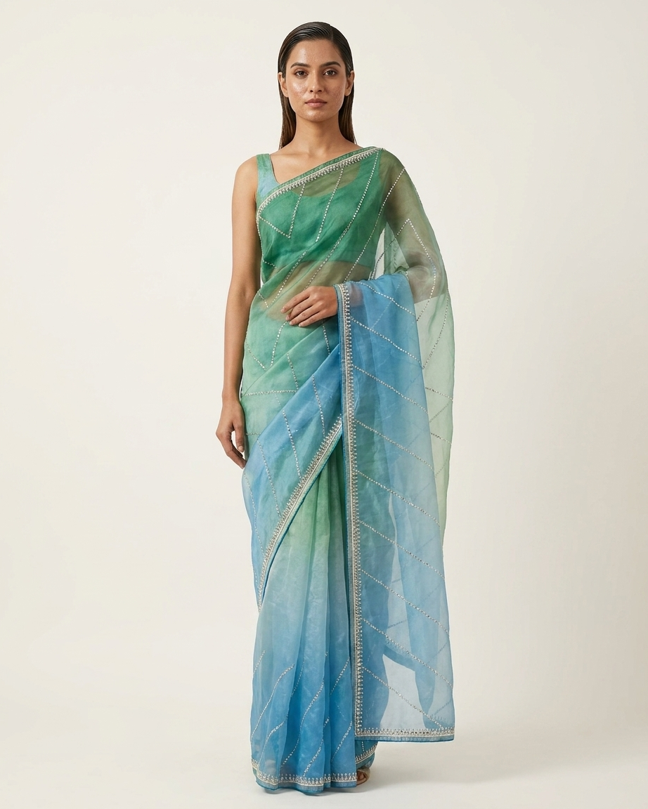 Ocean Mist Ombre Saree