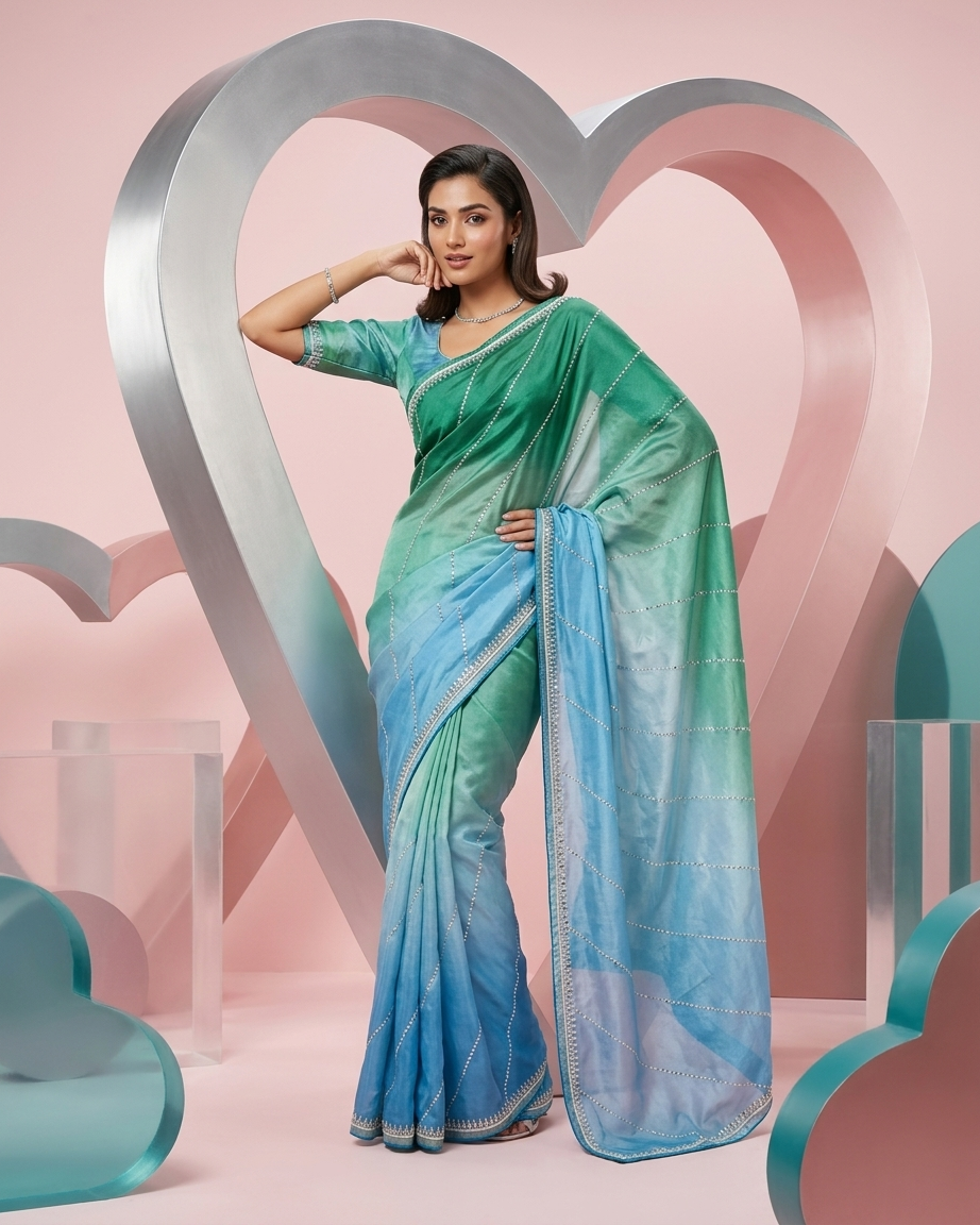 Ocean Mist Ombre Saree