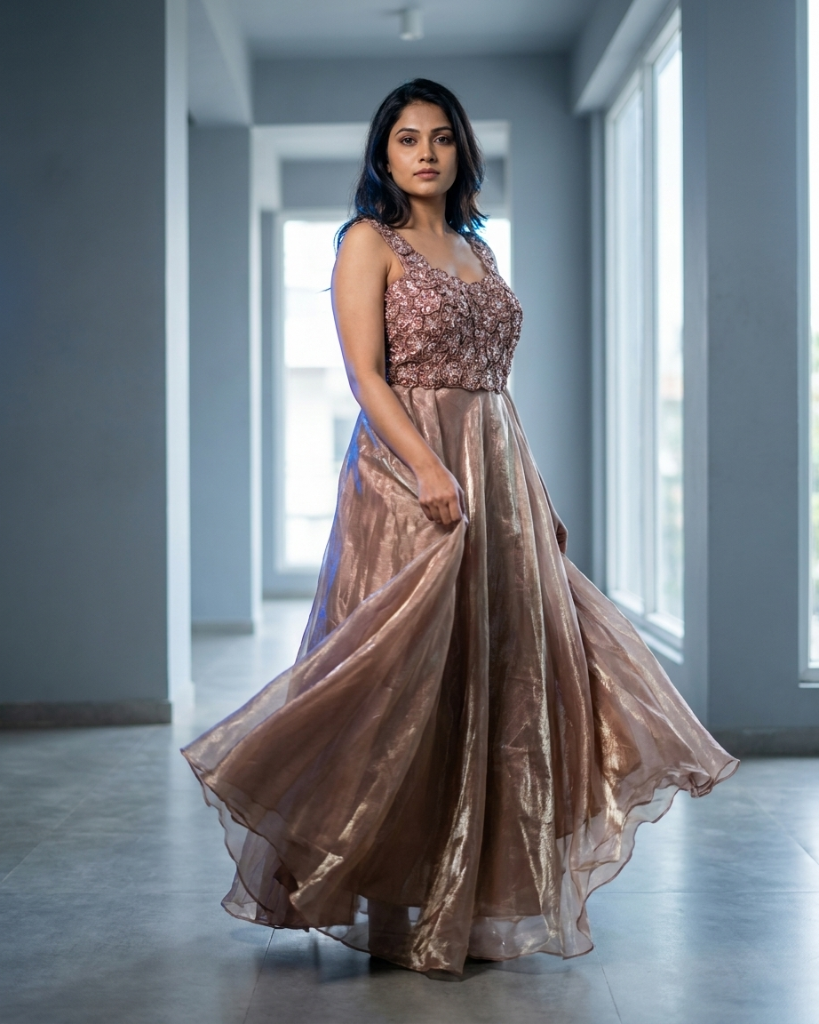 Rose Gold Shimmer Lehenga