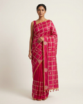 Royal Fuchsia Checkered Saree