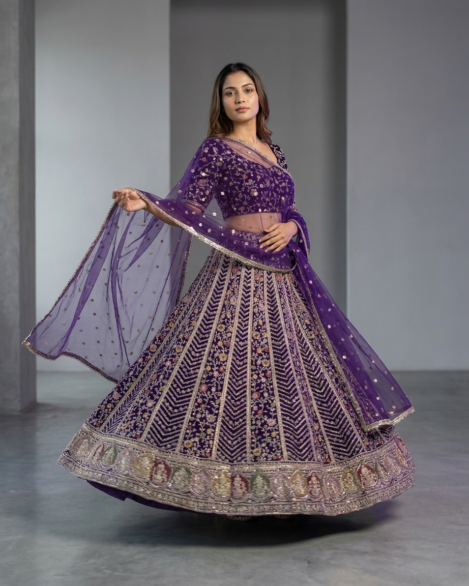 Royal Violet Festive Lehenga