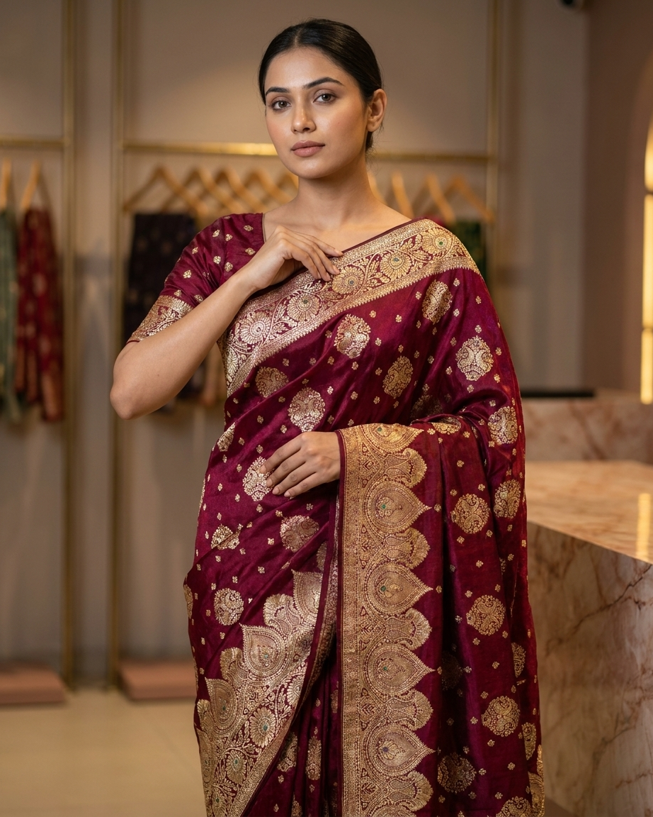 Royal Wine Zari Saree