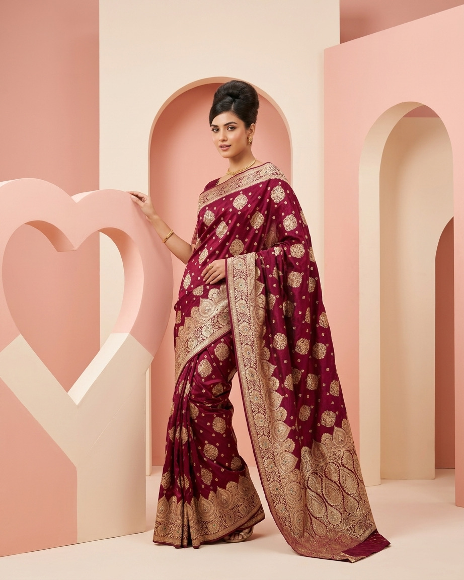 Royal Wine Zari Saree