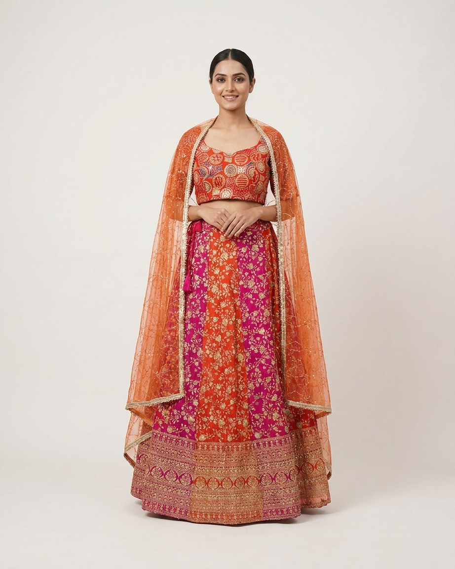 Sunset Rani Brocade Lehenga