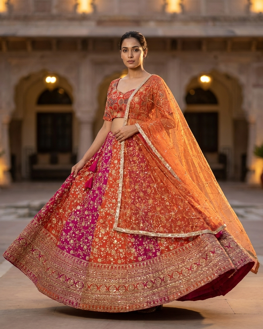Sunset Rani Brocade Lehenga
