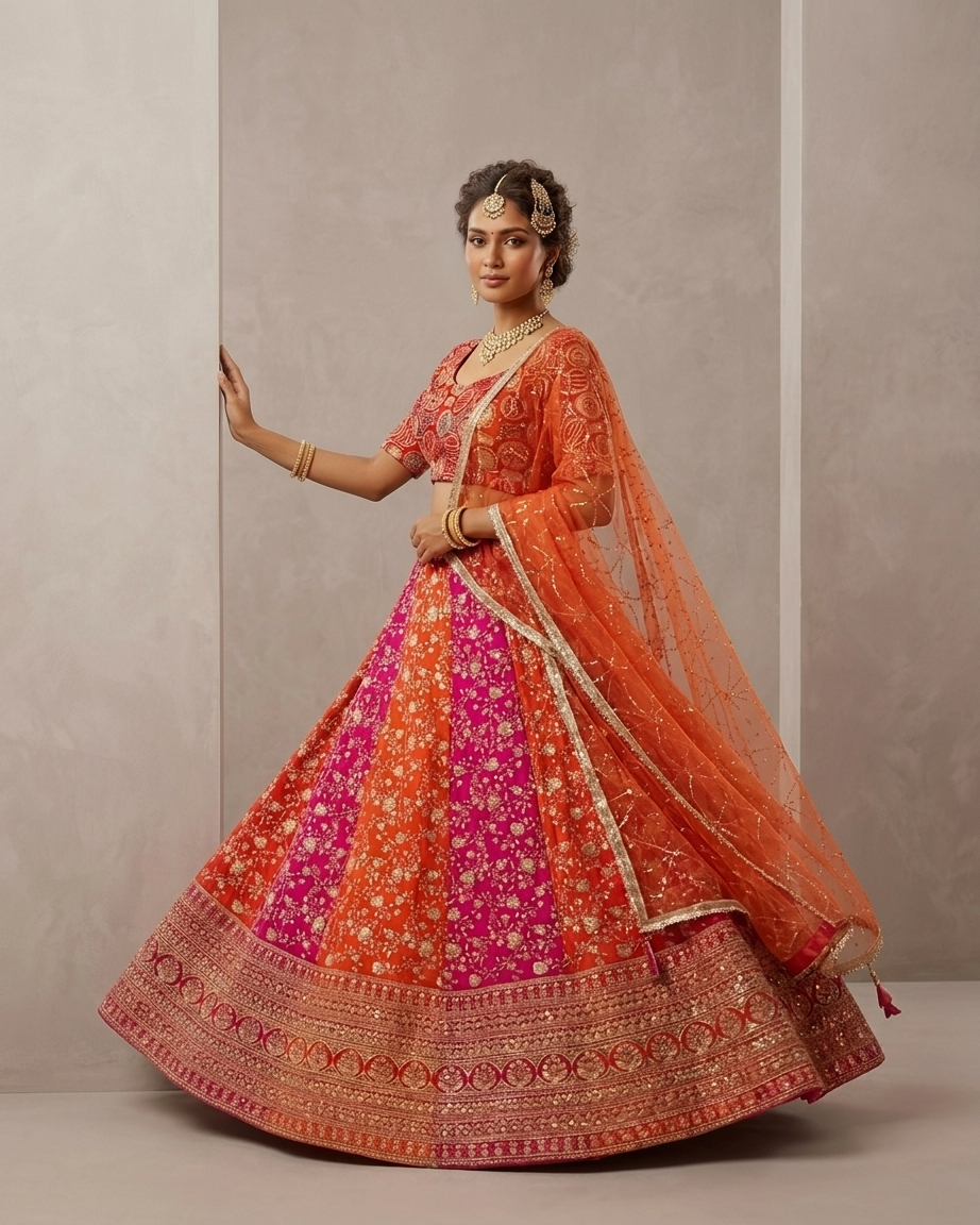 Sunset Rani Brocade Lehenga