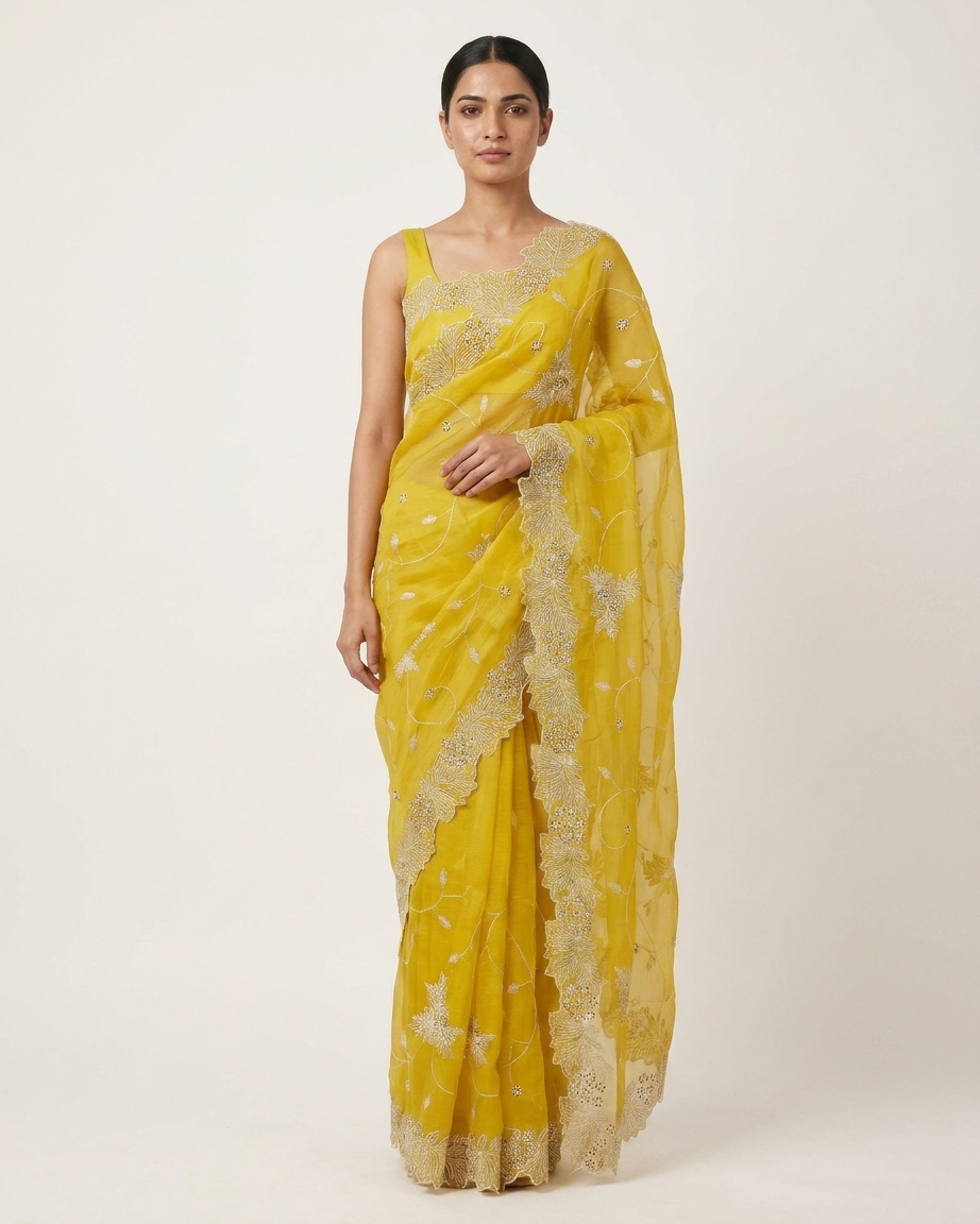 Sunshine Bloom Embroidered Saree