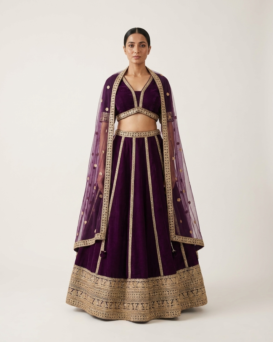 Velvet Amethyst Lehenga