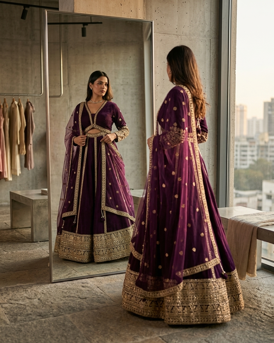 Velvet Amethyst Lehenga