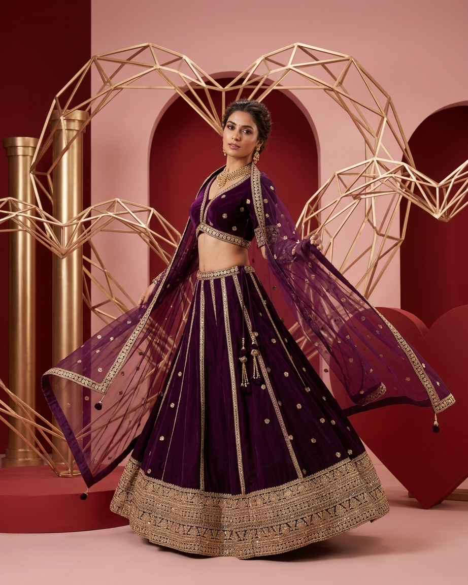 Velvet Amethyst Lehenga